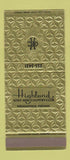 Matchbook Cover - Highland Golf Country Club Indianapolis IN 30 Strike