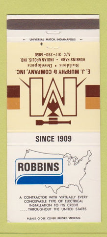 Matchbook Cover Robbins Contractor EJ Murphy Indianapolis IN builders 30 Strike