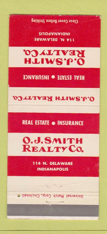 Matchbook Cover - OJ Smith Real Estate Indianapolis IN 30 Strike