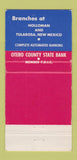 Matchbook Cover - Otero County State Bank Alamogordo NM WEAR 30 Strike