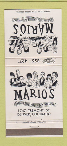 Matchbook Cover - Mario's Denver Colorado 30 Strike