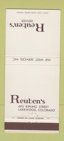 Matchbook Cover - Reuben's Denver Colorado Lakewood 30 Strike