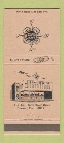 Matchbook Cover - Life of the West Denver Colorado 30 Strike