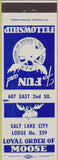 Matchbook Cover - Matchbook Cover Moose Lodge Salt Lake City UT