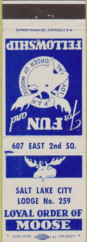 Matchbook Cover - Matchbook Cover Moose Lodge Salt Lake City UT