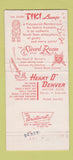 Matchbook Cover - Heart O Denver Motor Hotel Colorado Colfax WEAR 30 Strike