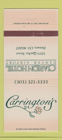 Matchbook Cover - Clarion Hotel Denver Colorado Carrington's 30 Strike