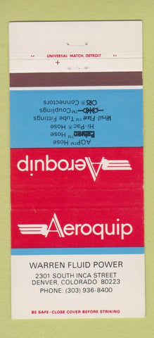 Matchbook Cover - Aeroquip Warren Fluid Power Denver Colorado 30 Strike