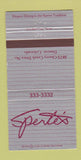 Matchbook Cover - Sperte's Denver Colorado restaurant 30 Strike