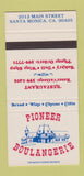 Matchbook Cover - Pioneer Boulangerie Santa Monica CA SAMPLE 30 Strike
