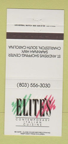 Matchbook Cover - Elite's Italian Charleston SC 30 Strike