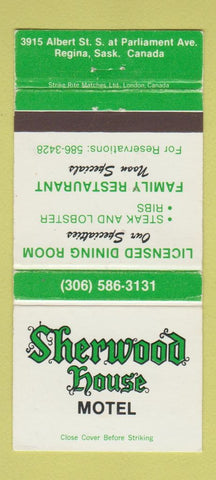 Matchbook Cover - Sherwood House Motel Regina SK 30 Strike
