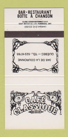 Matchbook Cover - Cafe Classique Quebec QC 30 Strike