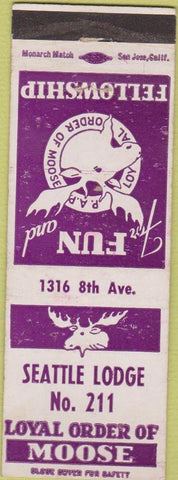 Matchbook Cover - Matchbook Cover Moose Lodge Seattle WA