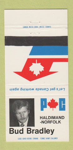 Matchbook Cover - Bud Bardley Haldimand Norfolk Canada Election 30 Strike