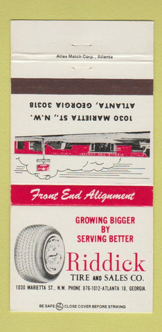 Matchbook Cover - Riddick Tires Atlanta GA 30 Strike