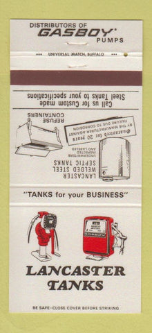 Matchbook Cover - Lancaster Tanks Septic Lancaster NY 30 Strike