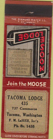 Matchbook Cover - Matchbook Cover Moose Lodge Tacoma WA