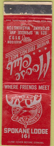 Matchbook Cover - Matchbook Cover Moose Lodge Spokane WA WORN