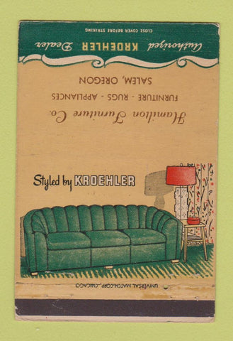 Matchbook Cover - Kroehler Furniture Hamilton Salem OR 40 Strike