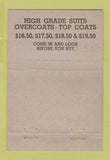 Matchbook Cover - WN Ford Clothes ADVANCE Chicago? 40 Strike