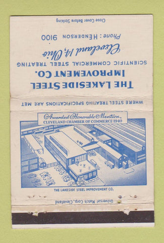 Matchbook Cover - Lakeside Steel Improvement Cleveland OH 40 Strike