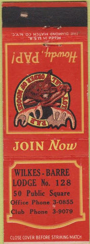Matchbook Cover - Matchbook Cover Moose Lodge Wilkes Barre PA