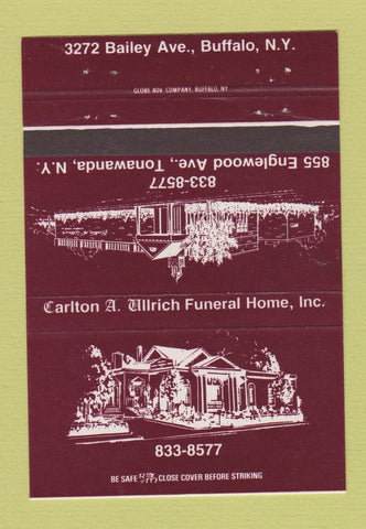 Matchbook Cover - Carlton Ullrich Funeral Home Buffalo NY 40 Strike