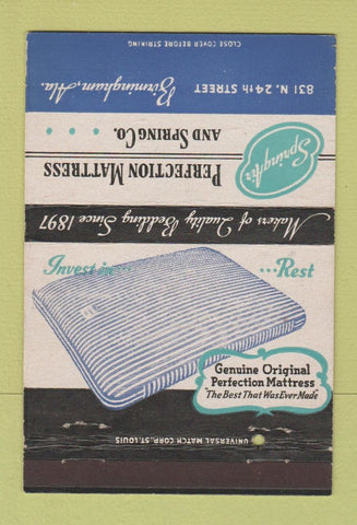 Matchbook Cover - Spring Air Perfection Mattress Birmingham AL 40 Strike
