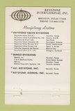 Matchbook Cover - Keystone Valve Houston TX 40 Strike