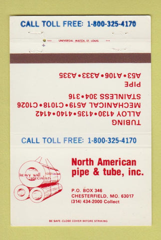 Matchbook Cover - North American Pipe and Tube Chesterfield MO 40 Strike