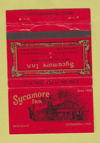 Matchbook Cover - Sycamore Inn Cucamonga CA 40 Strike