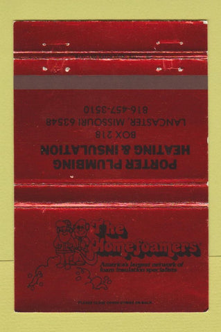 Matchbook Cover - Porter Plumbing Heating Insulation Lancaster MO 40 Strike