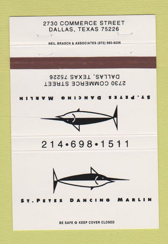 Matchbook Cover - St Petes Dancing Marlin Dallas TX 40 Strike