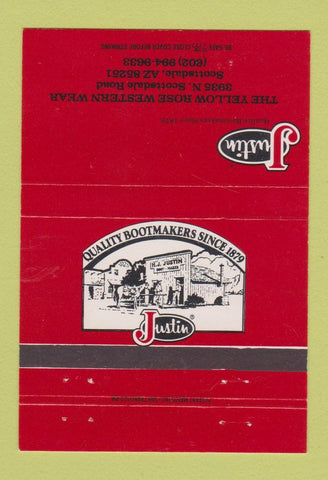 Matchbook Cover - Justin Cowboy Boots Scottsdale AZ 40 Strike
