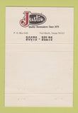 Matchbook Cover - Justin Cowboy Boots Scottsdale AZ 40 Strike