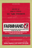Matchbook Cover - Farmhand Tractors Prague NE Shimerka WEAR 40 Strike