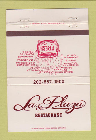 Matchbook Cover - La Plaza Restaurant Washington DC WEAR 40 Strike