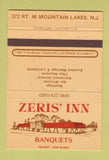 Matchbook Cover - Zeris' Inn Mountain Lake NJ 40 Strike