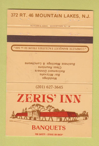 Matchbook Cover - Zeris' Inn Mountain Lake NJ 40 Strike