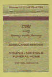 Matchbook Cover - Young Nichols Funeral Home Tipton IN WEAR 40 Strike