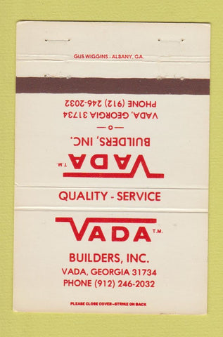 Matchbook Cover - Vada Builders Vada GA 40 Strike