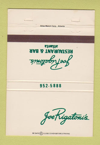 Matchbook Cover - Joe Rigatoni's Restaurant Atlanta GA 40 Strike