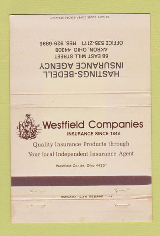 Matchbook Cover - Hastings Bedell Insurance Akron OH 40 Strike