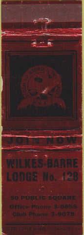 Matchbook Cover - Matchbook Cover Moose Lodge Wilkes Barre PA red