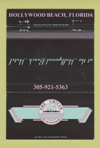 Matchbook Cover - The Grille at Oceanwalk Hollywood Beach FL 40 Strike