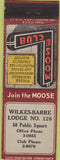 Matchbook Cover - Matchbook Cover Moose Lodge Wilkes Barre PA