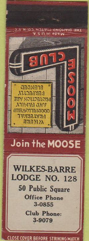 Matchbook Cover - Matchbook Cover Moose Lodge Wilkes Barre PA