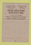 Matchbook Cover - Ole West Steak House Athens TX Canton 40 Strike