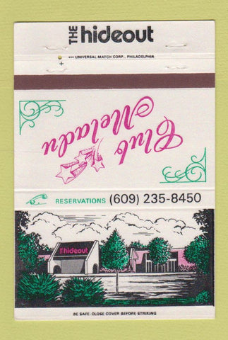 Matchbook Cover The Hideout Restaurant Club Meladu Mount Laurel NJ #2 40 Strike